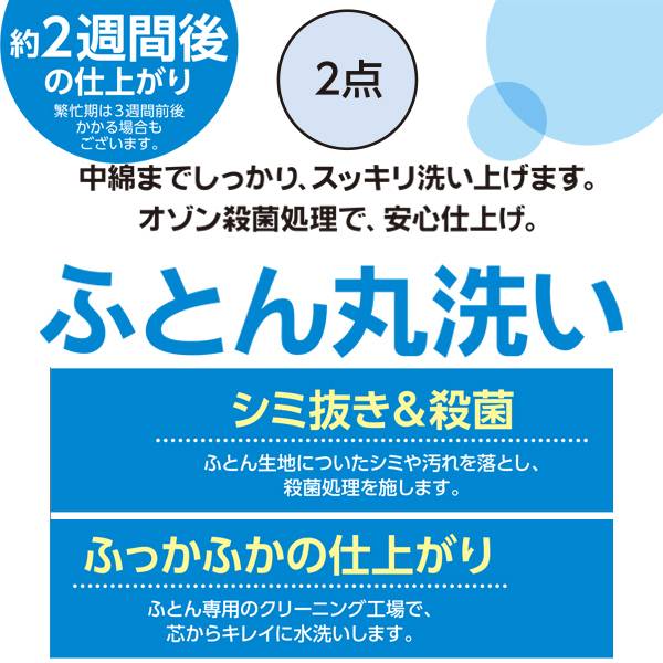 おふとん屋さんの宅配ふとん丸洗い 2点（最大9か月保管付）(4571448612910)