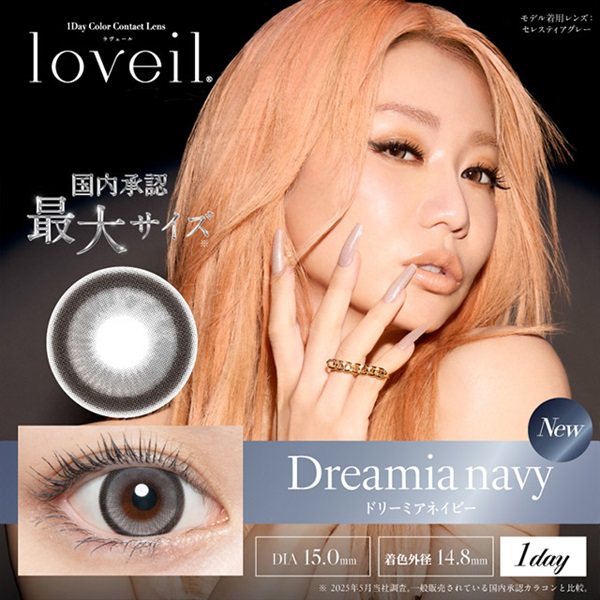 ラヴェール loveil ワンデー ドリーミアネイビー　1day  倖田來未 カラコン 10枚(ドリーミアネイビー--10.00)