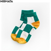 NIRMATA(ニルマータ) チェック柄ショート丈ソックス 男の子 女の子 キッズ(グリーン-19-21cm)