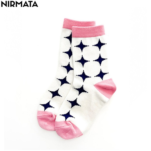 NIRMATA(ニルマータ) 星柄クルー丈ソックス 男の子 女の子 キッズ(ピンク-22-24cm)