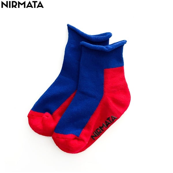 NIRMATA(ニルマータ) ２面切替トップロールショート丈ソックス 男の子 女の子 キッズ(レッド-15-20cm)