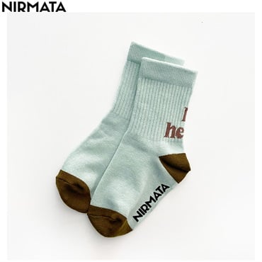 NIRMATA(ニルマータ) バック文字クルー丈ソックス 男の子 女の子 キッズ(グリーン-15-20cm)