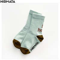NIRMATA(ニルマータ) バック文字クルー丈ソックス 男の子 女の子 キッズ(グリーン-15-20cm)