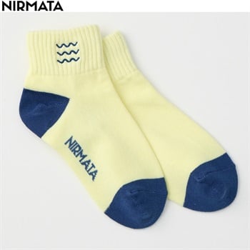NIRMATA(ニルマータ) 波ロゴ刺繍柄 ショート丈ソックス 男の子 女の子 キッズ(イエロー-19-21cm)