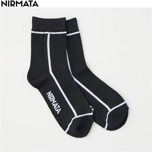 NIRMATA(ニルマータ) ラインクルー丈ソックス 男の子 女の子 キッズ(ブラック-19-21cm)