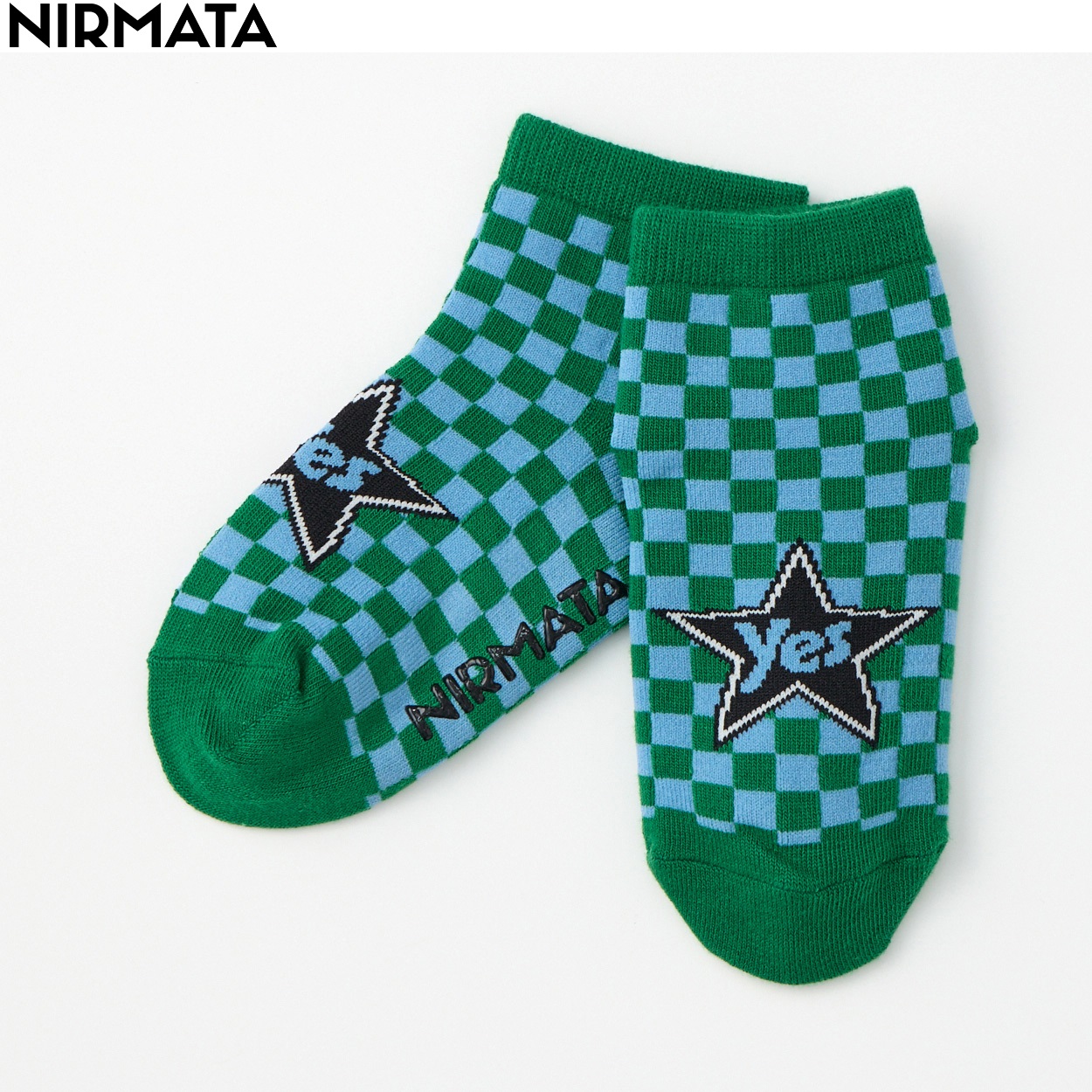 NIRMATA(ニルマータ) チェックyesショート丈ソックス 15-20cm 男の子 女の子 キッズ(ライトグリーン-15-20cm)