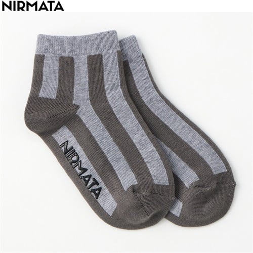 NIRMATA(ニルマータ) ストライプショート丈ソックス 男の子 女の子 キッズ(グレー-15-20cm)
