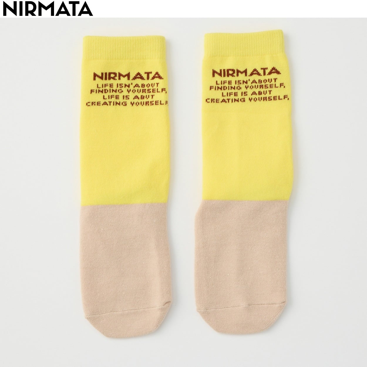 NIRMATA(ニルマータ) 文字柄ハイソックス 男の子 女の子 キッズ(イエロー-15-20cm)