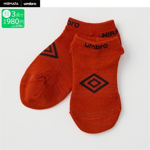NIRMATA×umbro ロゴスニーカー丈ソックス 男の子 キッズ(レッド-19-24cm)