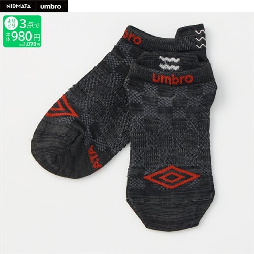 NIRMATA×umbro チェッカースニーカー丈ソックス 男の子 キッズ(ブラック-19-24cm)
