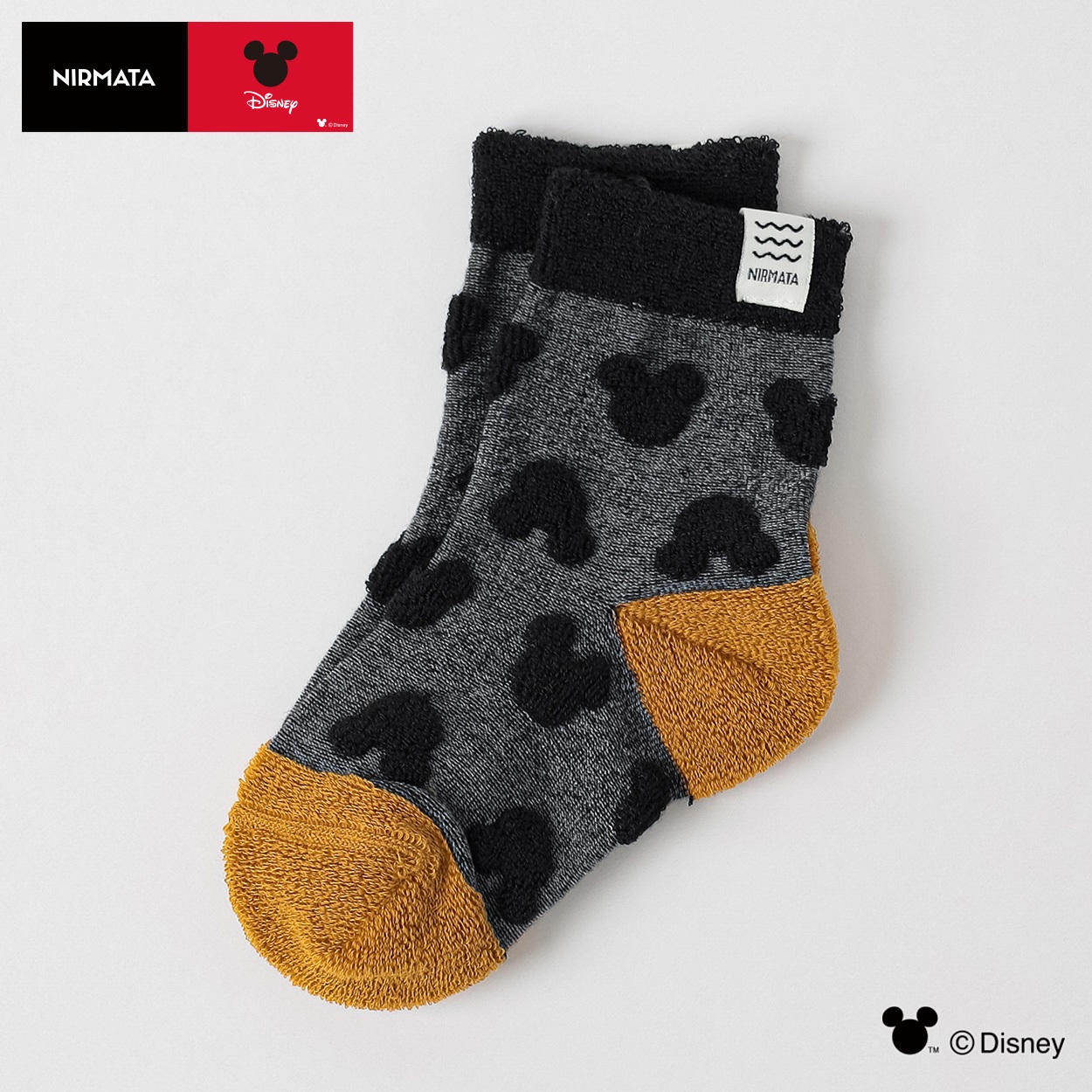 NIRMATA〈ディズニー〉デザイン 表部分パイルハーフソックス 15-20/19-24cm キッズ 男の子 女の子(チャコ－ルグレ－-15-20cm)