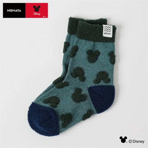 NIRMATA〈ディズニー〉デザイン 表部分パイルハーフソックス 15-20/19-24cm キッズ 男の子 女の子(グリーン-15-20cm)
