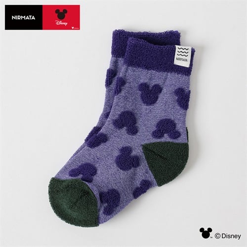 NIRMATA〈ディズニー〉デザイン 表部分パイルハーフソックス 15-20/19-24cm キッズ 男の子 女の子(パープル-15-20cm)