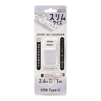 char 様 専用 2ポート 2.4A対応 スリムACアダプタ+USBType-Cケーブル1m QTC