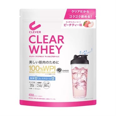シャクリー　プロテイン　ピーチ 3袋 クレバー クリアプロテイン マッスル ピーチティー味 400g クレバー