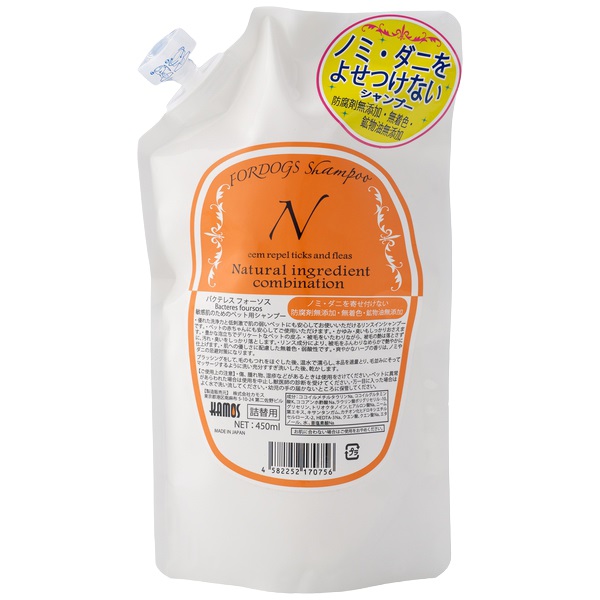 バクテレス フォーソスN 詰替 敏感肌のためのペット用シャンプー ノミダニを寄せ付けない 450ml カモス(450ml)