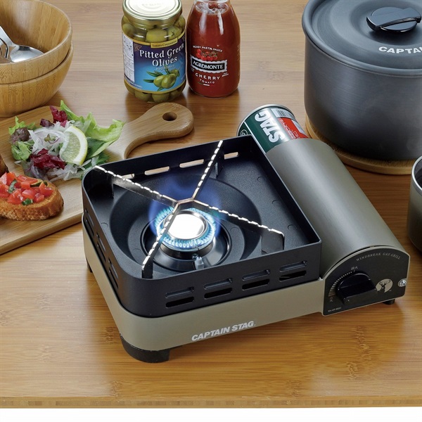 キャプテンスタッグ　ウインドブレイク　カセットコンロ〈ジュニア〉　キャンプ　BBQ(UF-31)