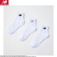 ニューバランス ロゴショート丈ソックス3足組 男の子 女の子 キッズ(ホワイト-19-21cm)