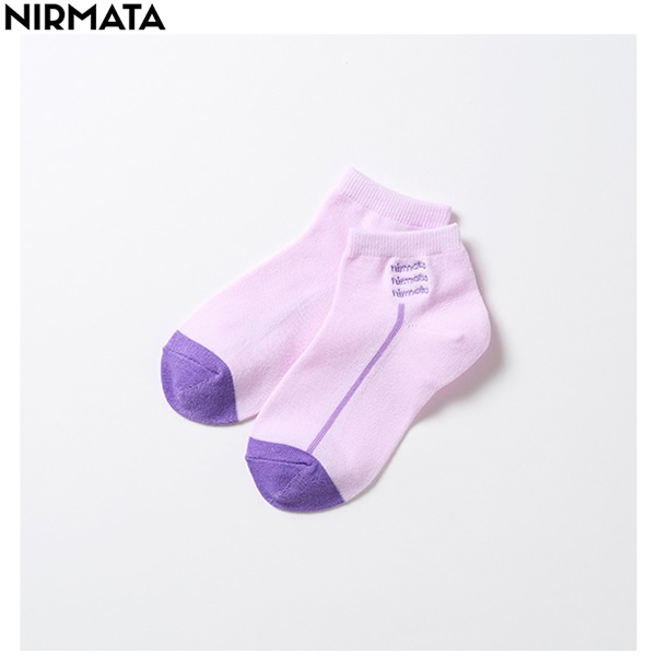 NIRMATA(ニルマータ) 波柄刺繍ショート丈ソックス キッズ 男の子 女の子(パープル-19-21cm)