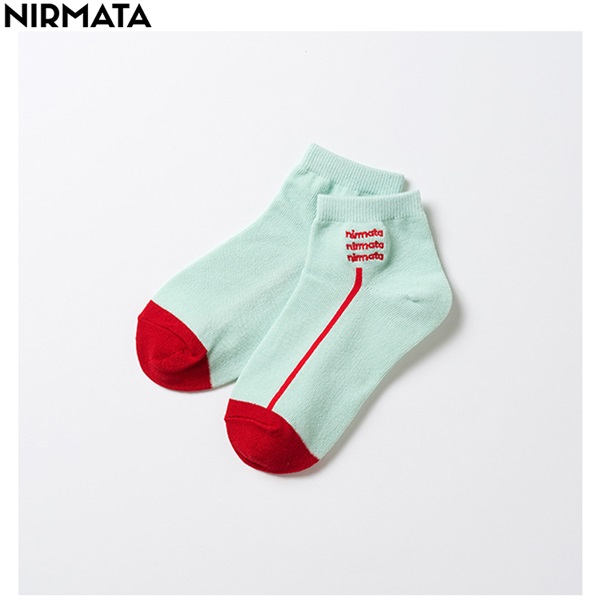 NIRMATA(ニルマータ) 波柄刺繍ショート丈ソックス キッズ 男の子 女の子(グリーン-22-24cm)