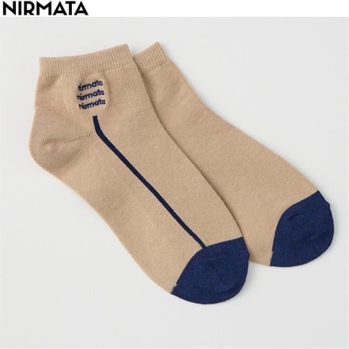NIRMATA(ニルマータ) 波柄刺繍 ショート丈ソックス 男の子 女の子 キッズ(ベージュ-19-21cm)