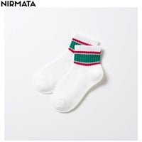 NIRMATA(ニルマータ) ラインショート丈ソックス キッズ 男の子 女の子(グリーン-19-21cm)
