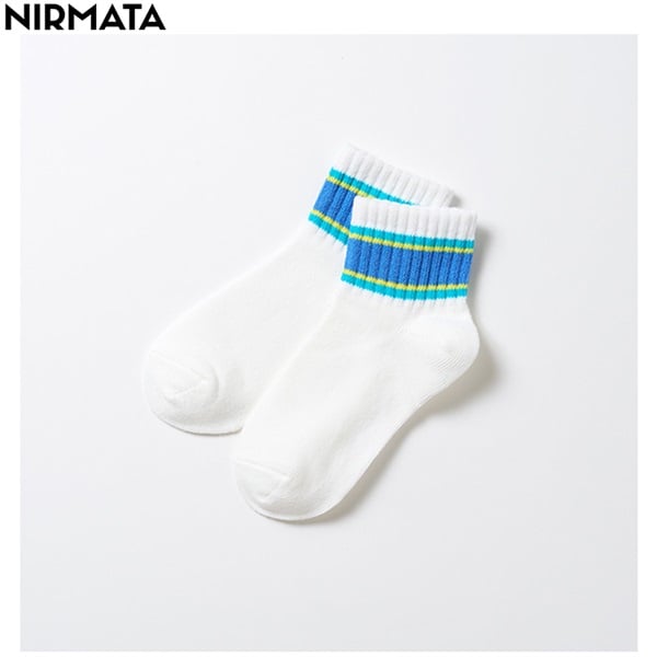 NIRMATA(ニルマータ) ラインショート丈ソックス キッズ 男の子 女の子(ブルー-19-21cm)