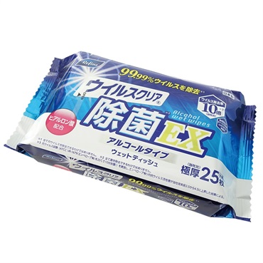 リファイン　ウイルスクリア 除菌EX 極厚大判ウェットティッシュ25枚（アルコール）
