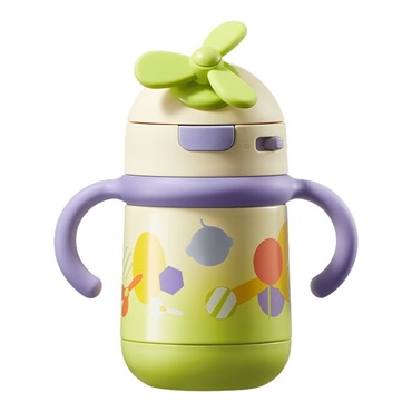 Bc Babycare くるくるステンレスボトル グリーン 保温 ストローマグ 直 