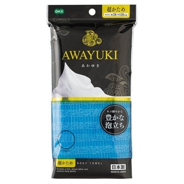 オーエ　あわゆきナイロンタオル　泡　ボディタオル　身体洗い(超かため×ブルー)