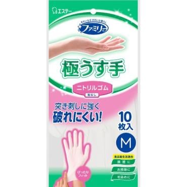 ファミリー ニトリルゴム 極うす手 M ホワイト 10枚入 ファミリー エステー