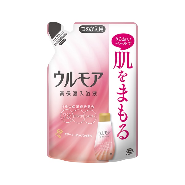 保湿入浴液　ウルモア　クリーミーフローラル　クリーミーローズ　つめかえ　18袋 ウルモア 高保湿入浴液 詰替 480ml ウルモア アース製薬