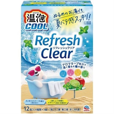入浴剤 温泡 炭酸入浴剤 リフレッシュクリア 4種アソート 夏用 クール 12錠入