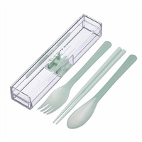 とっても強いケース入りトリオセット　１８ｃｍ箸(ミントグリーン)