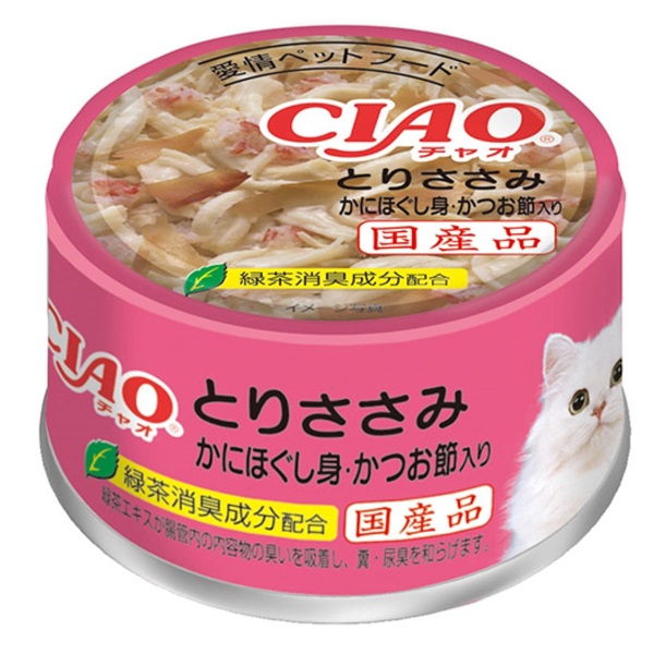 CIAO ホワイティ とりささみ かにほぐし身・かつお節入り 85g チャオ いなばペットフード(85g)
