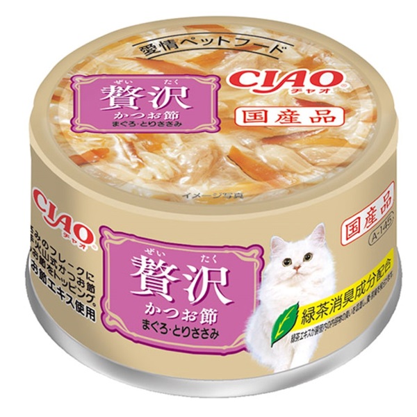 CIAO 贅沢 かつお節 まぐろ・とりささみ 80g チャオ いなばペットフード(80g)