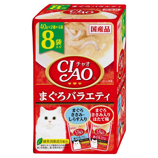 CIAO パウチ まぐろ ささみ・まぐろ節入り 40g×8袋 チャオ いなば