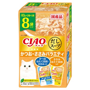 CIAO だしスープ パウチ かつお・ささみバラエティ 40g×8袋 チャオ いなばペットフード
