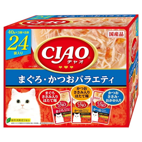 CIAO パウチ まぐろ・かつおバラエティ 40g×24袋 チャオ いなばペットフード(40g×24袋)