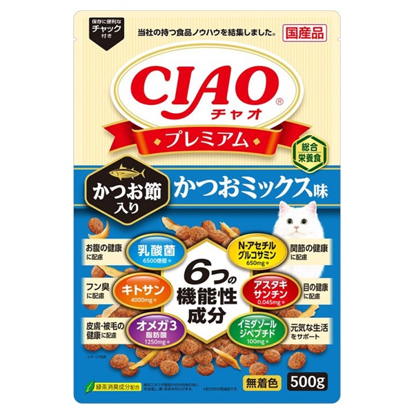 CIAO プレミアム かつお節入り かつおミックス味 500g チャオ いなばペットフード(500g)