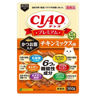 CIAO プレミアム かつお節入り チキンミックス味 500g チャオ いなばペットフード