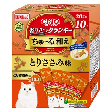 CIAO 香り立つクランキー ちゅ～る和え とりささみ味 20g×10袋 チャオ いなばペットフード