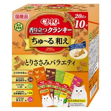 CIAO 香り立つクランキー ちゅ～る和え とりささみバラエティ 20g×10袋