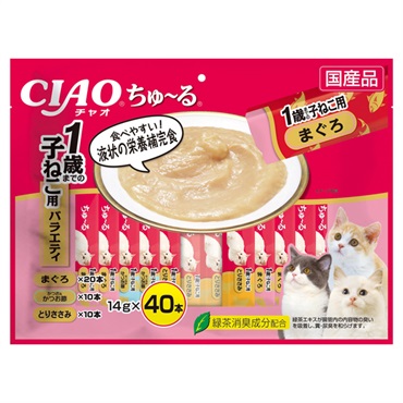 CIAO ちゅ～る 1歳までの子ねこ用バラエティ 40本入り 14g×40本 チャオ いなばペットフード