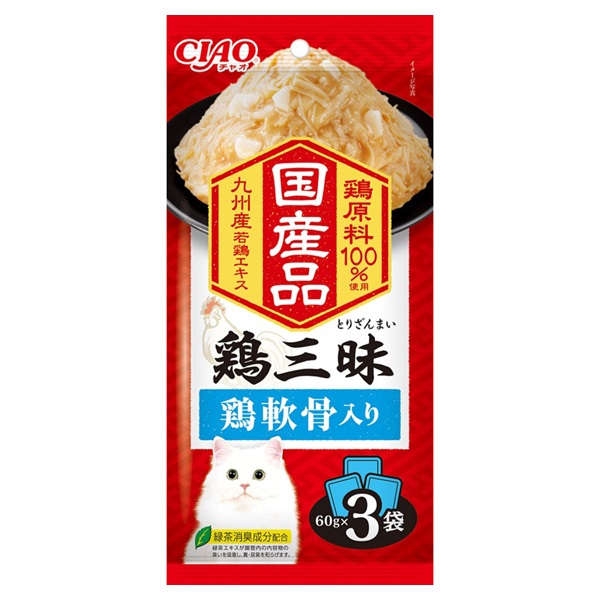 CIAO 鶏三昧 鶏軟骨入り 60g×3袋 チャオ いなばペットフード(60g×3袋)