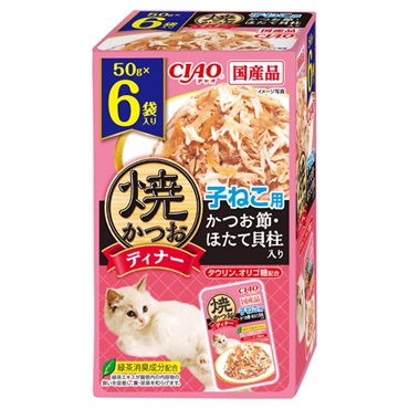 CIAO 焼ディナー 焼かつお 子ねこ用 かつお節・ほたて貝柱入り 50g×6袋 チャオ いなばペットフード