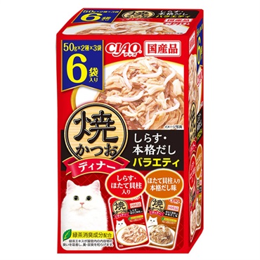 CIAO 焼ディナー 焼かつお しらす・本格だしバラエティ 50g×6袋 チャオ いなばペットフード