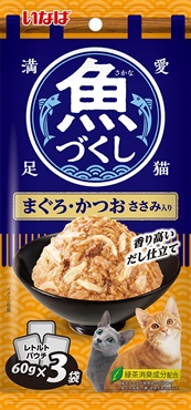 魚づくし 60g×3袋 いなば いなばペットフード(まぐろ＆かつお・ささみ入り)