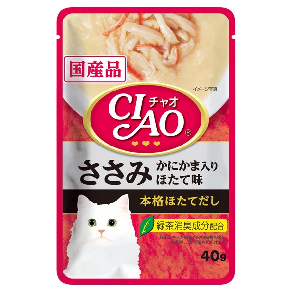 CIAO パウチ ささみ かにかま入り ほたて味 40g チャオ いなばペットフード(40g)