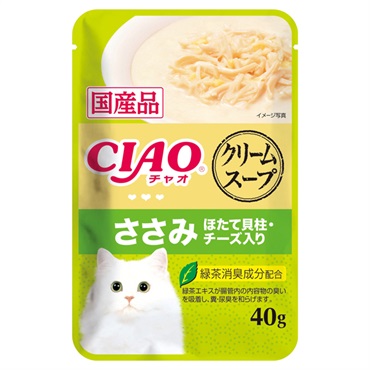 CIAO だしスープ パウチ クリームスープ ささみ ほたて貝柱・チーズ入り 40g チャオ いなばペットフード